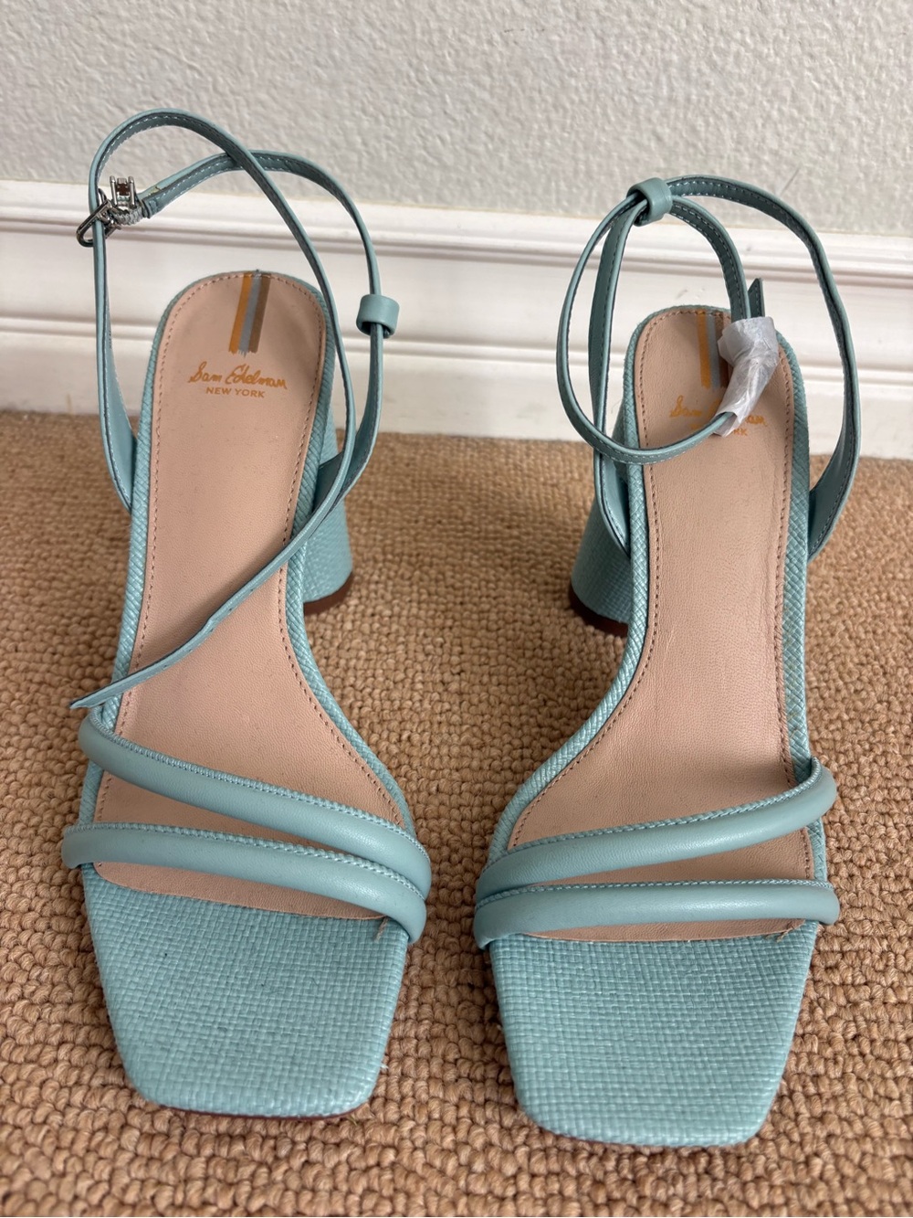 NEW Sam Edelman Light Blue Strappy Block Heel Sandals, Size 9